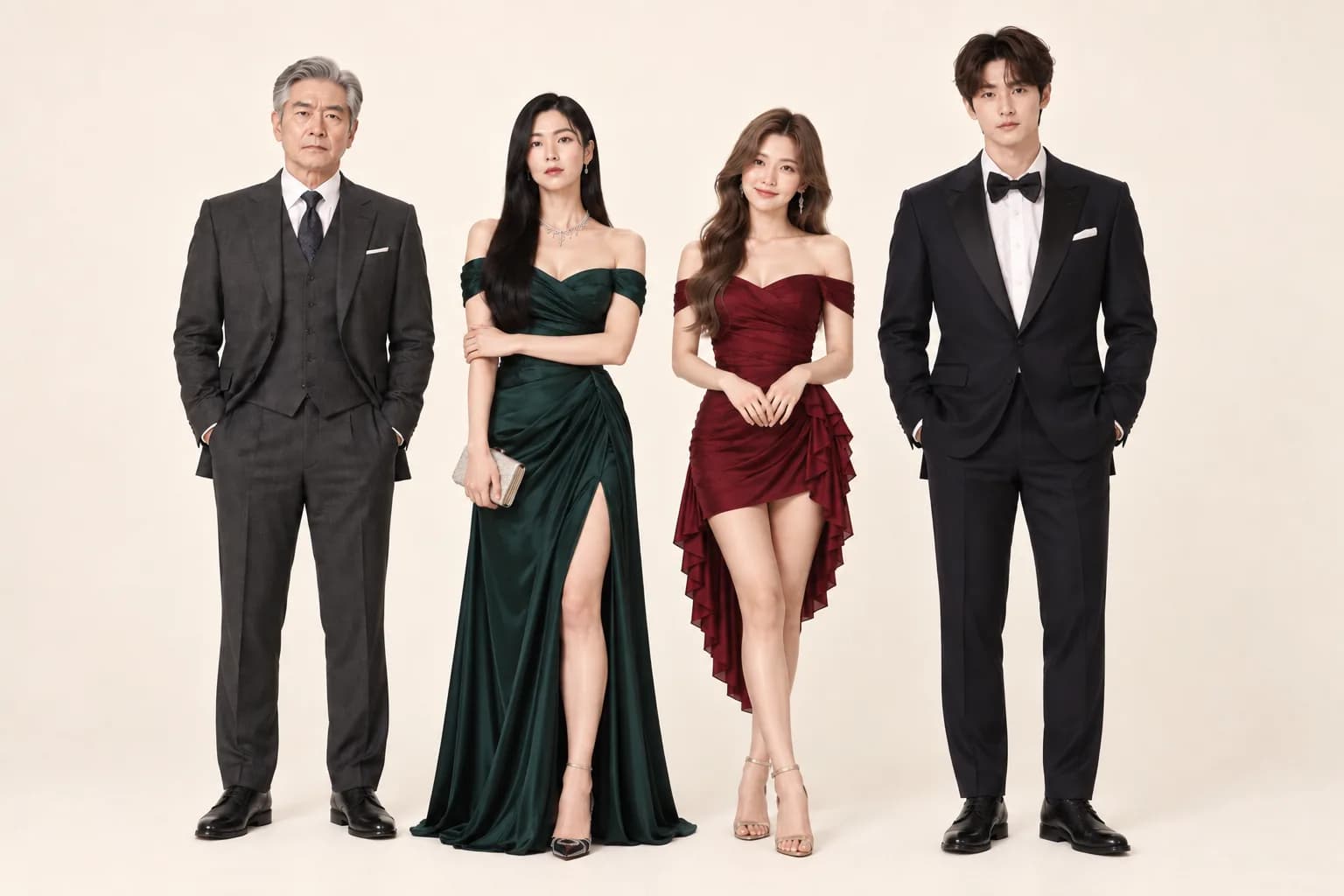 ‘알고 있지만, 더’의 네 인물을 나란히 세운 인물 시트